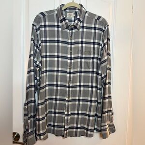 EUC Faherty Gray and White Plaid soft cotton blend Button Down Shirt size XL